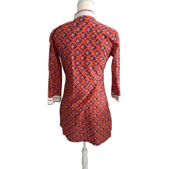 LAUREN GOLD Resort Orange Patterned Tunic Dress Size 4 NEW NWOT - Picture 6 of 10